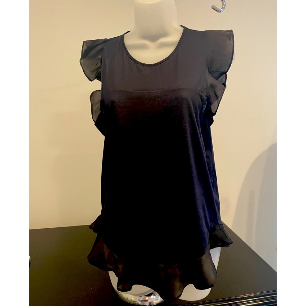 J. Crew Flounce Tank Top in Black Size XS